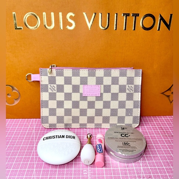 💗 Damier Azure Pink Pochette Leather Wristlet Pouch bag - Picture 11 of 15